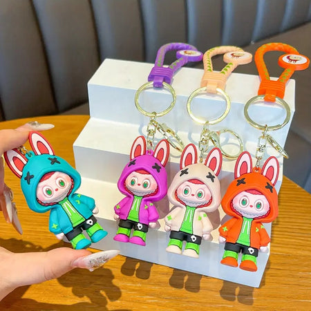 1 PORTACHIAVI CON PERSONAGGIO CARTONI ANIMATI LABUBU RESISTENTE IN SILICONE PLASTICA