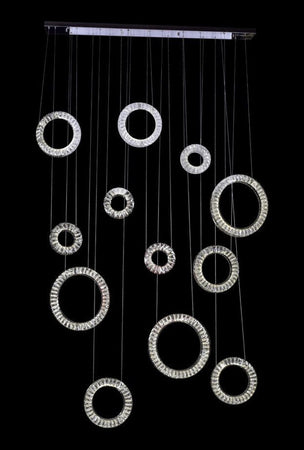 Lampadario A Sospensione Ad Anelli Alternati In Cristallo 420 W Luce 4000k 01917