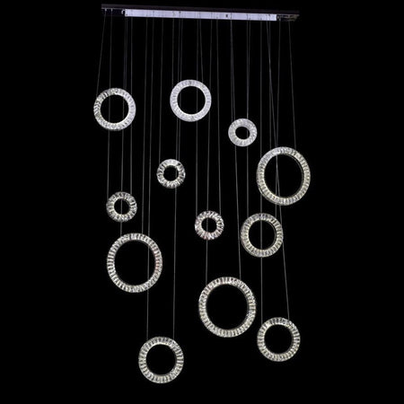 Lampadario A Sospensione Ad Anelli Alternati In Cristallo 420 W Luce 4000k 01917