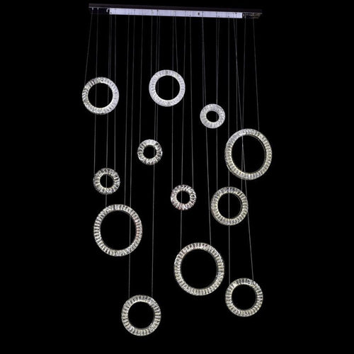 Lampadario A Sospensione Ad Anelli Alternati In Cristallo 420 W Luce 4000k 01917