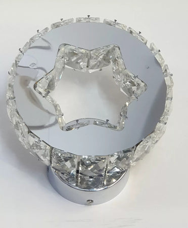 Applique Da Parete In Cristallo Led 15w Tondo Con Stella Lampada Luce Naturale 01665
