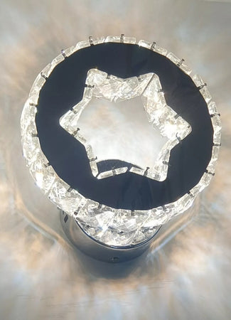 Applique Da Parete In Cristallo Led 15w Tondo Con Stella Lampada Luce Naturale 01665
