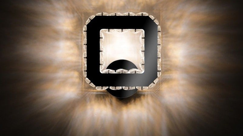 Applique Da Parete In Cristallo Led 17w Quadrato Lampada Luce Naturale 4500k 01672