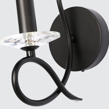 Applique Lampada Da Parete A Candela E14 A Spirale Singola Nero Design Elegante 00521