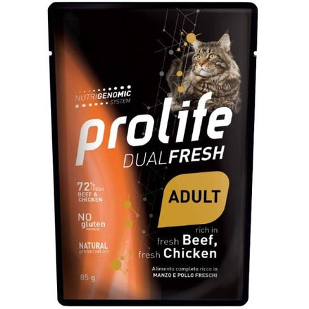 Prolife Dualfresh mangime umido Gatti Adulti manzo e pollo 85 gr