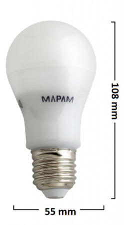 Lampadina Led Attacco E27 Bulbo A55 7w Globo Luce Calda 3000k Alta Qualità 00050