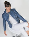 Giselle - Chiodo Donna Blu in vera pelle