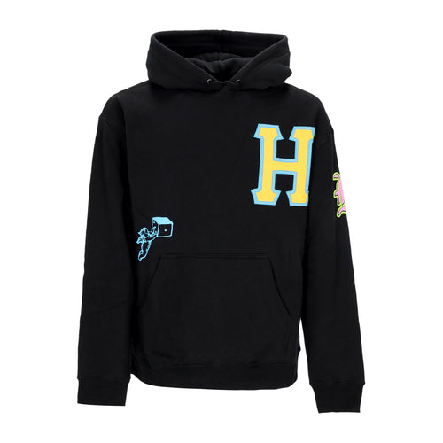 HUF Felpa Cappuccio Uomo Fly Die Po Hoodie Black da uomo