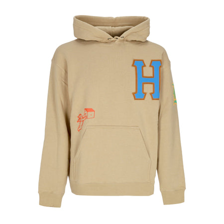 HUF Felpa Cappuccio Uomo Fly Die Po Hoodie Oatmeal da uomo