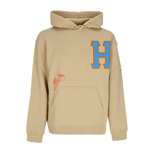 HUF Felpa Cappuccio Uomo Fly Die Po Hoodie Oatmeal da uomo