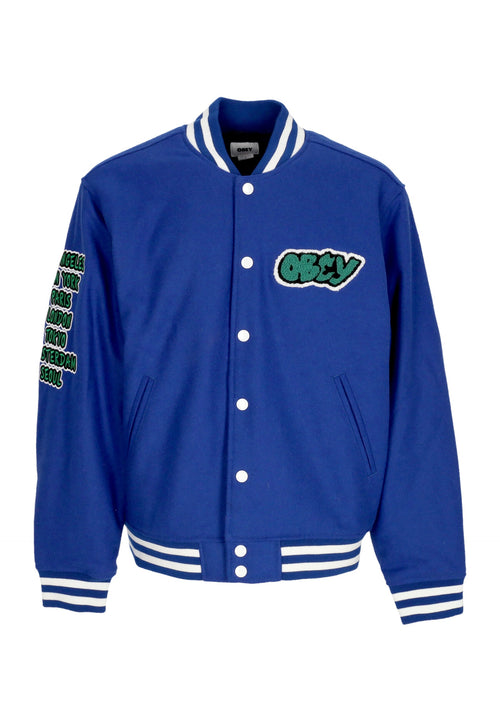 OBEY Giubbotto College Uomo Roll Call Varsity Jacket Surf Blue da uomo