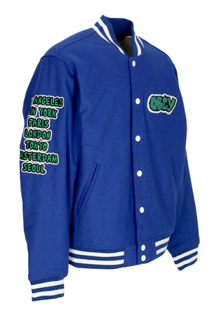 OBEY Giubbotto College Uomo Roll Call Varsity Jacket Surf Blue da uomo