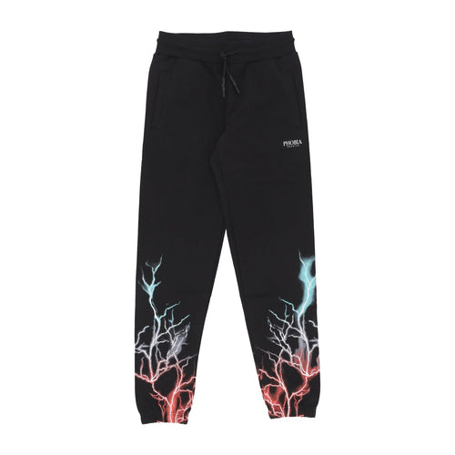 PHOBIA Pantalone Tuta Leggero Uomo Bicolor Lightning Print Pants Black da uomo