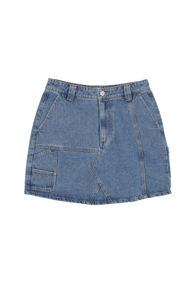 OBEY Gonna Corta Donna W Rebuilt Carpenter Skirt Light Indigo da donna