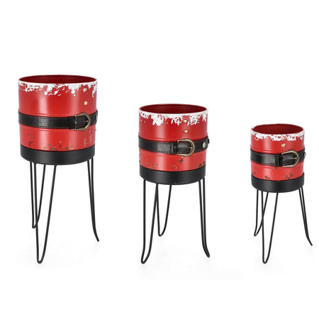 Treppiede con vaso "Chris" impilabile in metallo per decorazione Set 3