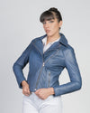 Giselle - Chiodo Donna Blu in vera pelle