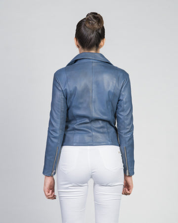 Giselle - Chiodo Donna Blu in vera pelle