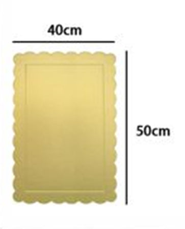 Base Per Torta Rettangolare Piatto Sottotorta Dorato 40x50 Cm Con Bordino 31158
