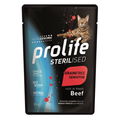 Prolife Sterilised Grain Free mangime umido Gatti manzo e patate 85 gr