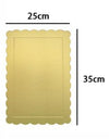 Set 2pz Base Per Torta Rettangolare Piatto Sottotorta Dorato 25x35cm Con Bordino 31156