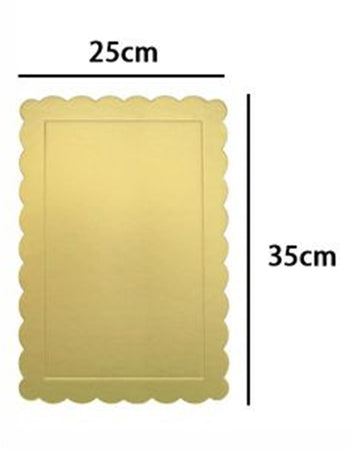 Set 2pz Base Per Torta Rettangolare Piatto Sottotorta Dorato 25x35cm Con Bordino 31156