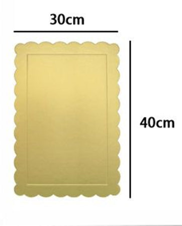 Set 2pz Base Per Torta Rettangolare Piatto Sottotorta Dorato 30x40cm Con Bordino 31157