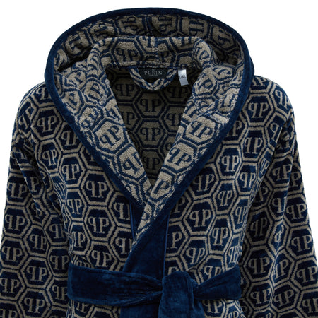 Philipp Plein Accappatoio con Cappuccio Pattern Moderno in Spugna
