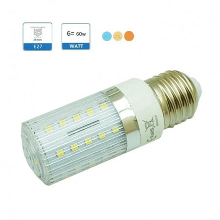Lampadina Led E27 6 Watt Tubo Mais Luce Calda Naturale Fredda Illuminazione Led