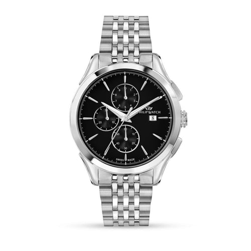 Philip Watch Roma – Orologio Uomo Cronografo Nero Acciaio (R8273217001)