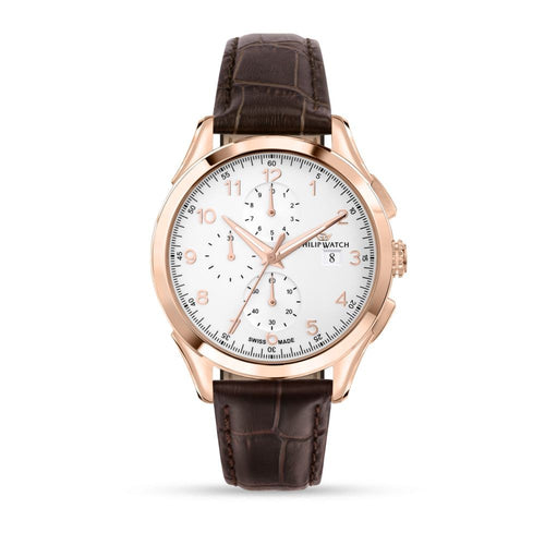 Philip Watch Roma – Orologio Uomo Cronografo Rose Gold Pelle (R8271217001)
