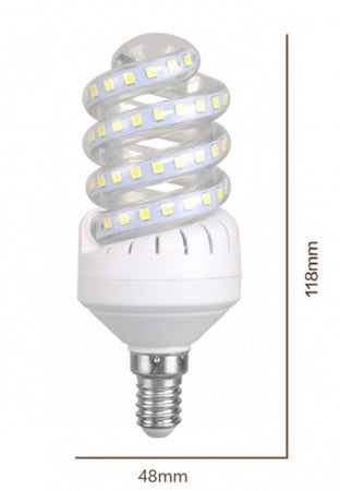 Lampadina Led 13 Watt E14 1235lm Spirale Vortice Luce Naturale 4000k Calda 3000k