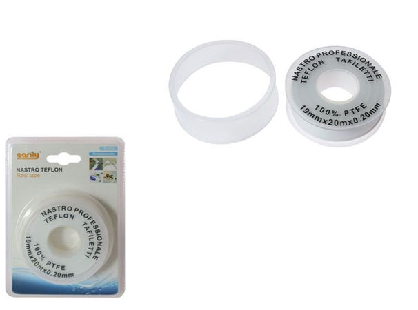 Set 2 Rotoli Nastro Teflon Professionale 100% Ptfe 19mmx20mtx0.20mm Filetti 69380