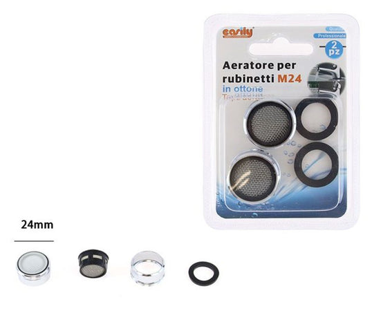 Set 2pz Aeratore Rubinetti Filtro Rompigetto Lavandino Bagno Cucina M24 In Ottone 87994