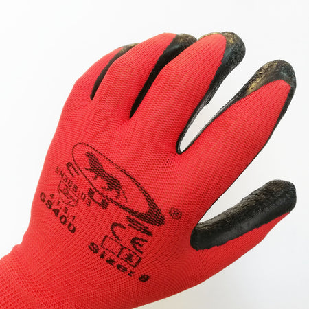 Guanti ricoperti nitrile neri - rossi