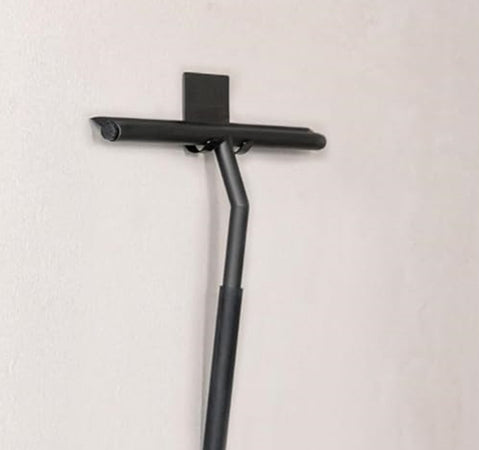 Set 3pz Tergivetro Per Doccia Gancio Doppio Per Porta Box Appendino Adesivo Nero 87833