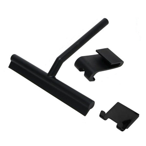 Set 3pz Tergivetro Per Doccia Gancio Doppio Per Porta Box Appendino Adesivo Nero 87833