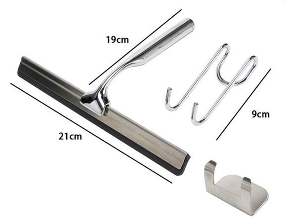 Set Tergivetro Per Doccia Con Gancio Muro Adesivo Doppio Appendino Porta Box Cromo 87834