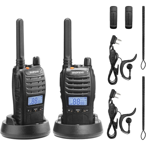 Kit Da 2pz Walkie-talkie Ricaricabile Bf-88st Pro Pmr446 Con Ampia Portata Auricolari