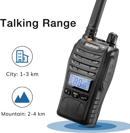 Kit Da 2pz Walkie-talkie Ricaricabile Bf-88st Pro Pmr446 Con Ampia Portata Auricolari
