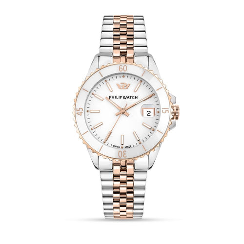 Philip Watch Caribe – Orologio Donna Acciaio Silver & Rose Gold (R8253597637)