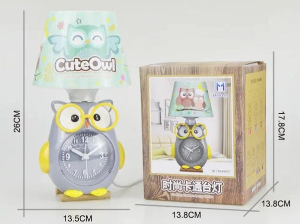 Lampada Da Scrivania Con Orologio Integrato A Forma Di Gufo Stanza Bambini 13x26cm