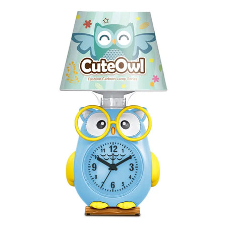 Lampada Da Scrivania Con Orologio Integrato A Forma Di Gufo Stanza Bambini 13x26cm