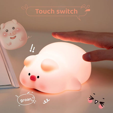 Luce Notturna Forma Maiale Per Bambini In Silicone Dimmerabile Lampada Ricaricabile