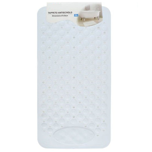 Tappeto Tappetino Antiscivolo Bianco Per Vasca Da Bagno Doccia 67 X 36 Cm 87556