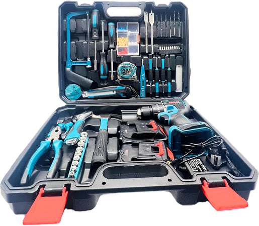 Set Trapano Elettrico Avvitatore A Batteria 2 Velocità Punte Borsa Attrezzi 2 Batterie