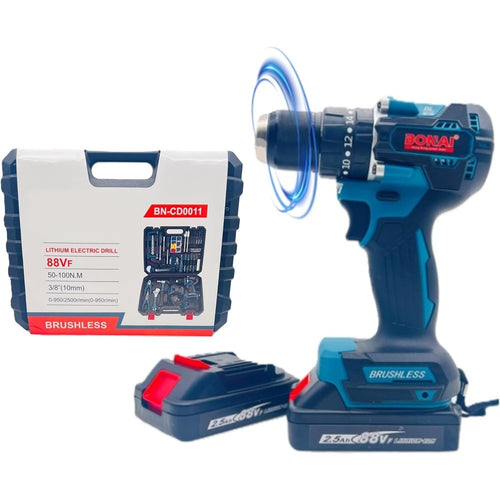 Set Trapano Elettrico Avvitatore A Batteria 2 Velocità Punte Borsa Attrezzi 2 Batterie