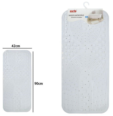 Tappeto Antiscivolo Per Vasca Da Bagno Doccia Bianco 42x90 Cm Rettangolare 87553