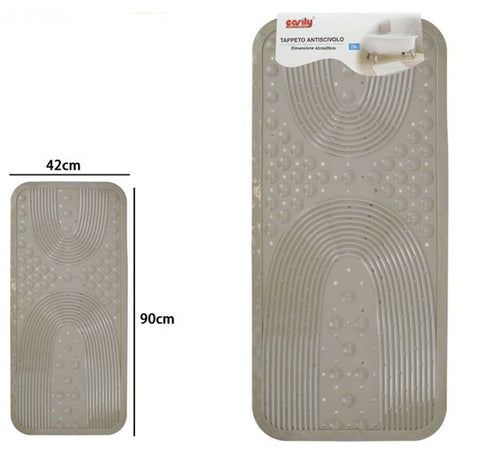 Tappeto Antiscivolo Per Vasca Da Bagno Doccia Tortora 42x90cm Rettangolare 87554
