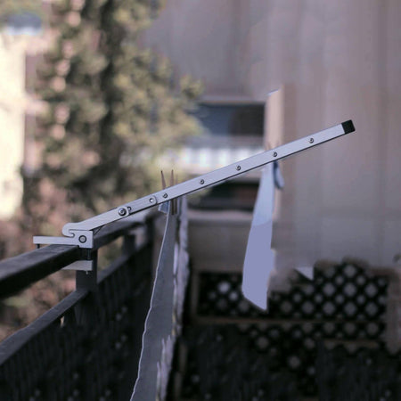 Stendibiancheria richiudibile per ringhiera, stendino per balcone in alluminio anodizzato antiruggine