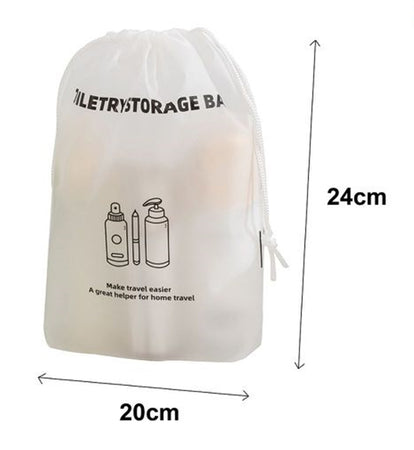 Set 3pz Organizer Da Viaggio Borsa Per Articoli Toilette Casa 20x24cm Sacco Con Coulisse 87701